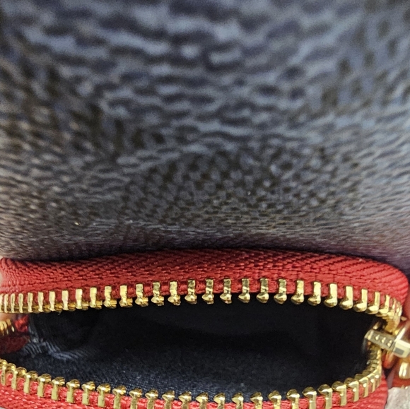 COACH Mini Backpack Bag Charm in Signature Canva and Leather Navy and Red - Picture 10 of 11